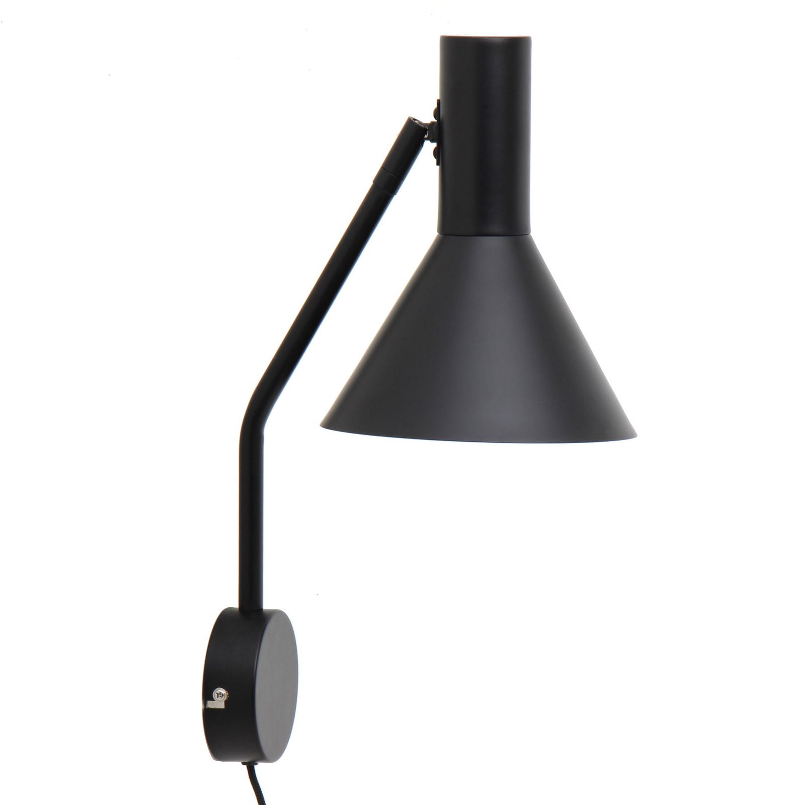 FRANDSEN Lyss wall light, black, plug, 42 cm high, E27